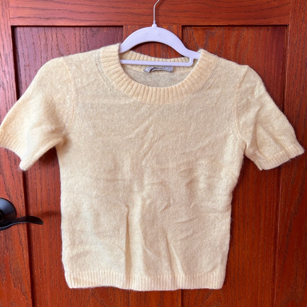 Everlane Cream Short Sleeve Sweater
